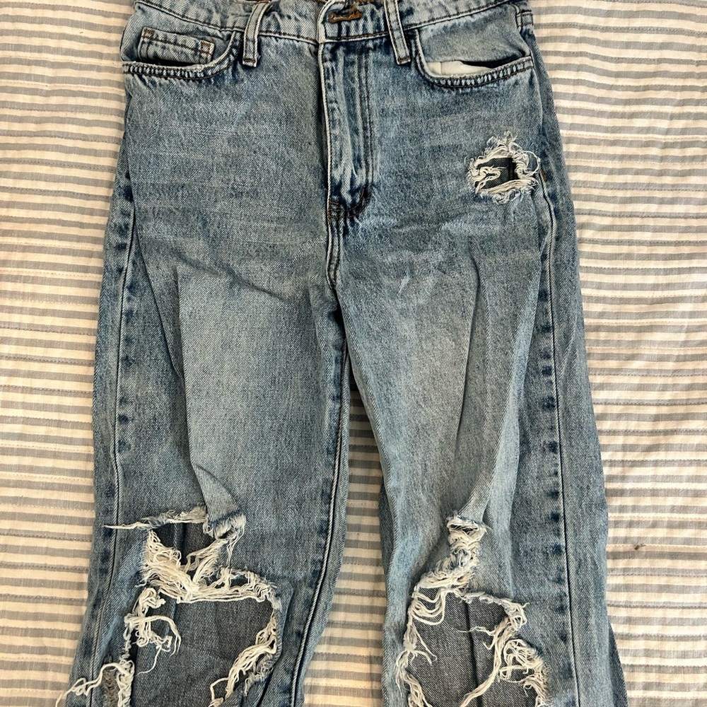 Distressed Blue Jeans